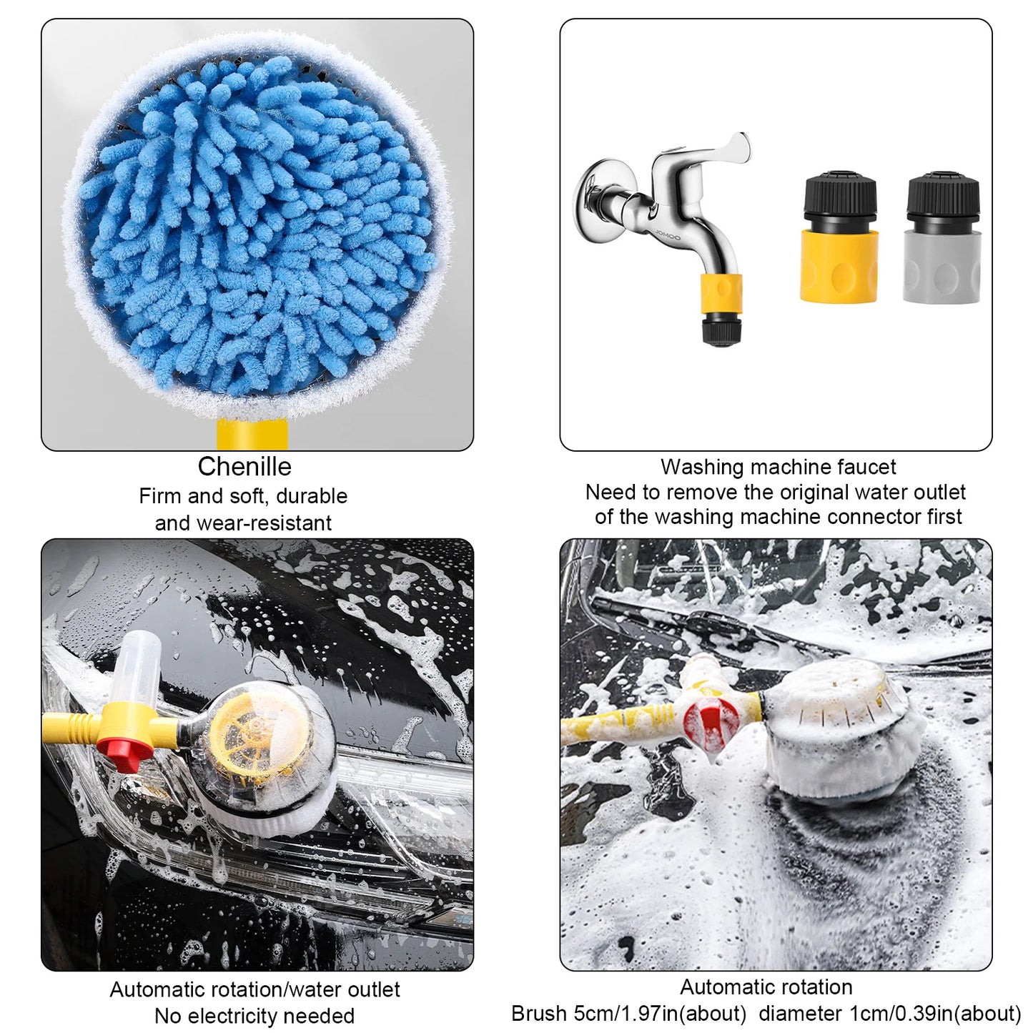 Chenille Microfiber Car Wash Mop Telescoping Brush Soap Cleaning Automatic Foaming Car Wash Brush Set Auto Cleaning Set