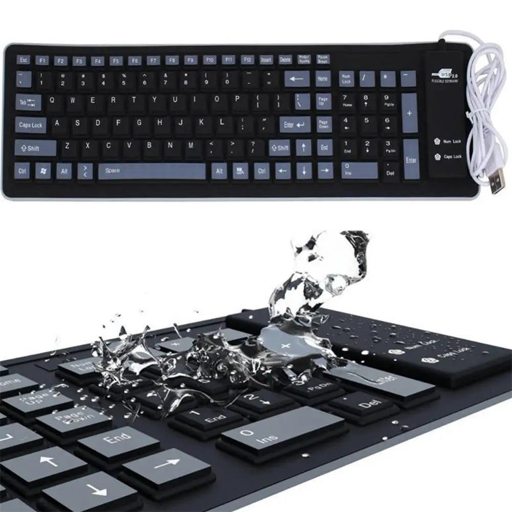 Portable Silent Foldable Silicone Keyboard Usb Flexible Soft Waterproof Roll up Keyboard for Pc Laptop