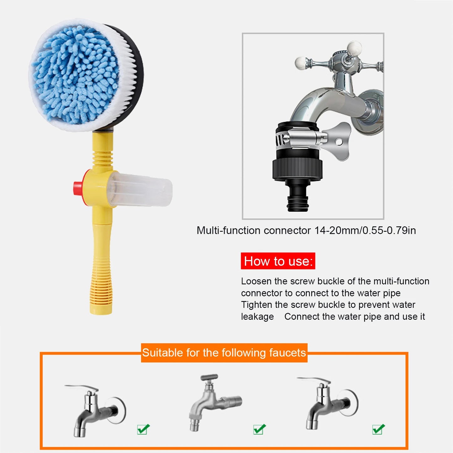 Chenille Microfiber Car Wash Mop Telescoping Brush Soap Cleaning Automatic Foaming Car Wash Brush Set Auto Cleaning Set