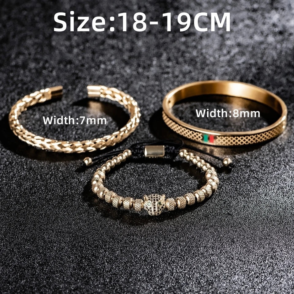 Mens 3 Piece Black Panther Bracelet